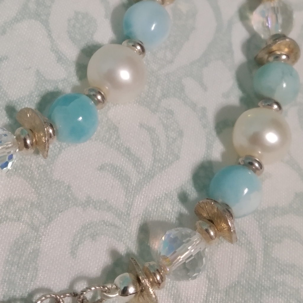 Handmade Larimar Necklace Sterling Silver Set